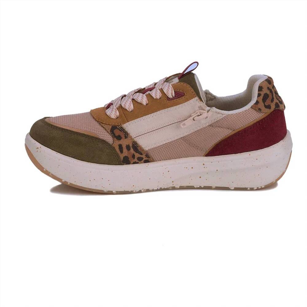 NEW DREW women's happy sneaker in leopard olive combo